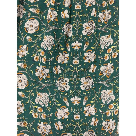 ALLISON NEW YORK Emerald Green Floral Print Tassel Tie Blouse, Sz S - Picture 5 of 12